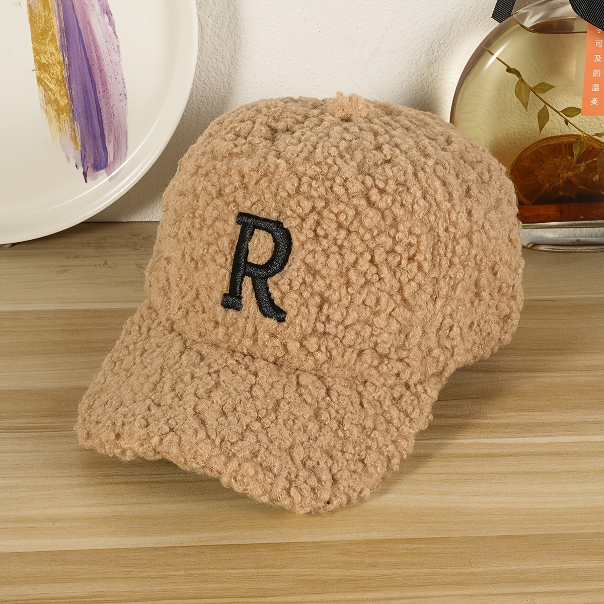 Classic Faux Fur Baseball Letter R Embroidery Warm Plush Dad Hat Breathable  Adjustable Winter Sun Hats For Women Outdoor - Temu