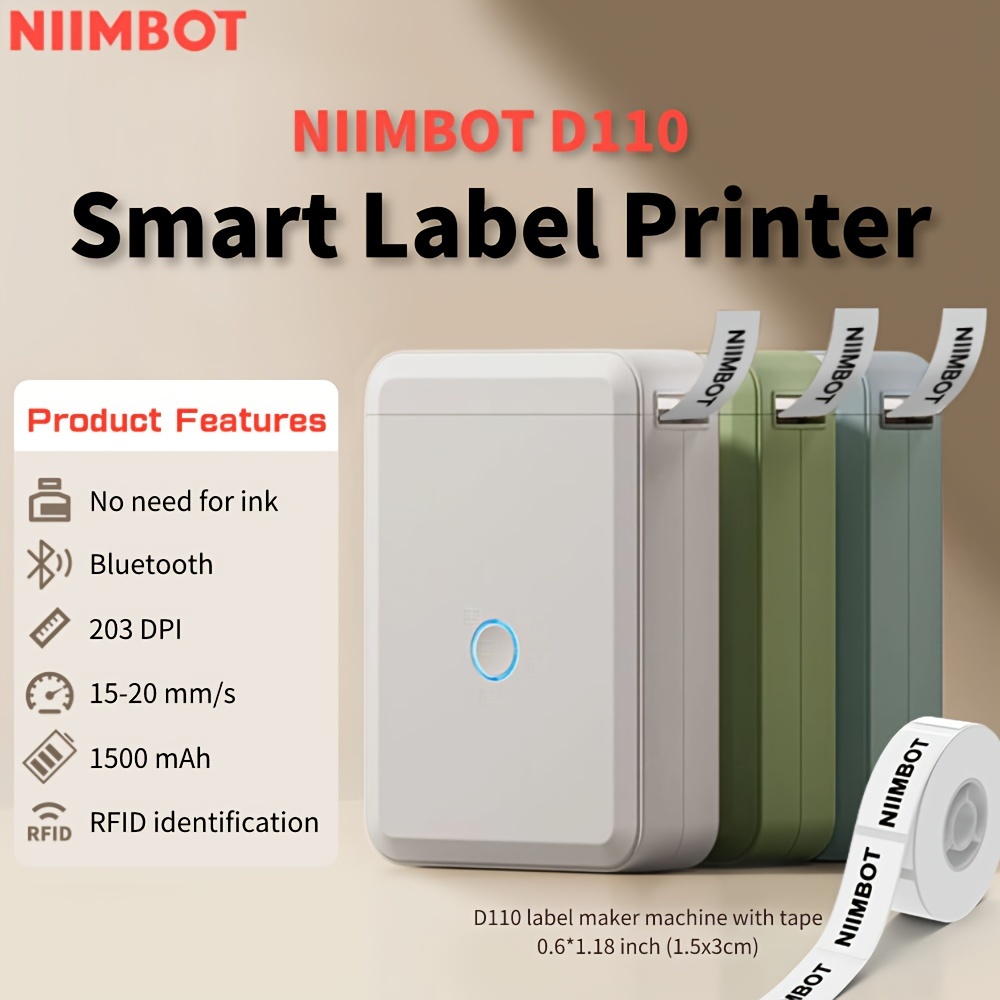 NiimbotB21本体サイズワイヤレス ラベルプリンター NIIMBOT B21+ロール(白1個、透明1個)