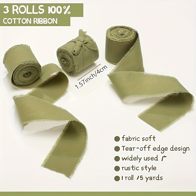 Cotton Handmade Fringe Ribbons Wide 5 Yard Bean Green Ribbons For