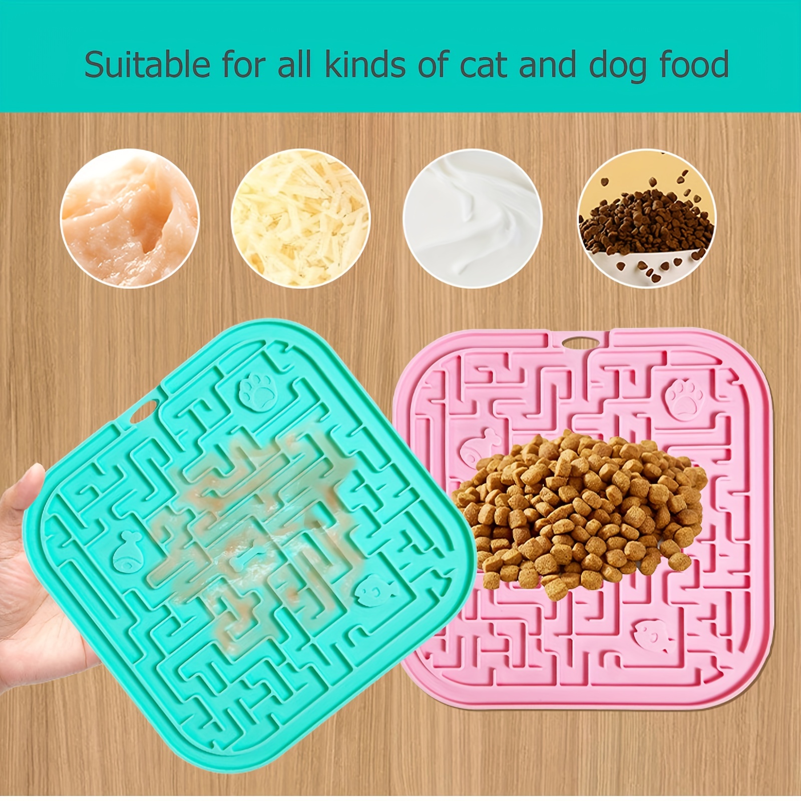  Lick Mat for Dogs Slow Feeder Licking Mat Anxiety Relief Lick  Pad with Suction Cups for Peanut Butter Food Treats Yogurt, Pets Bathing  Grooming Training Calming Mat - 2 Pack 