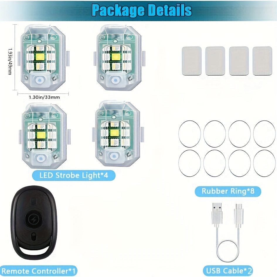 1 Piece Compatible Remote Control Strobe Light For Cars, 7-color