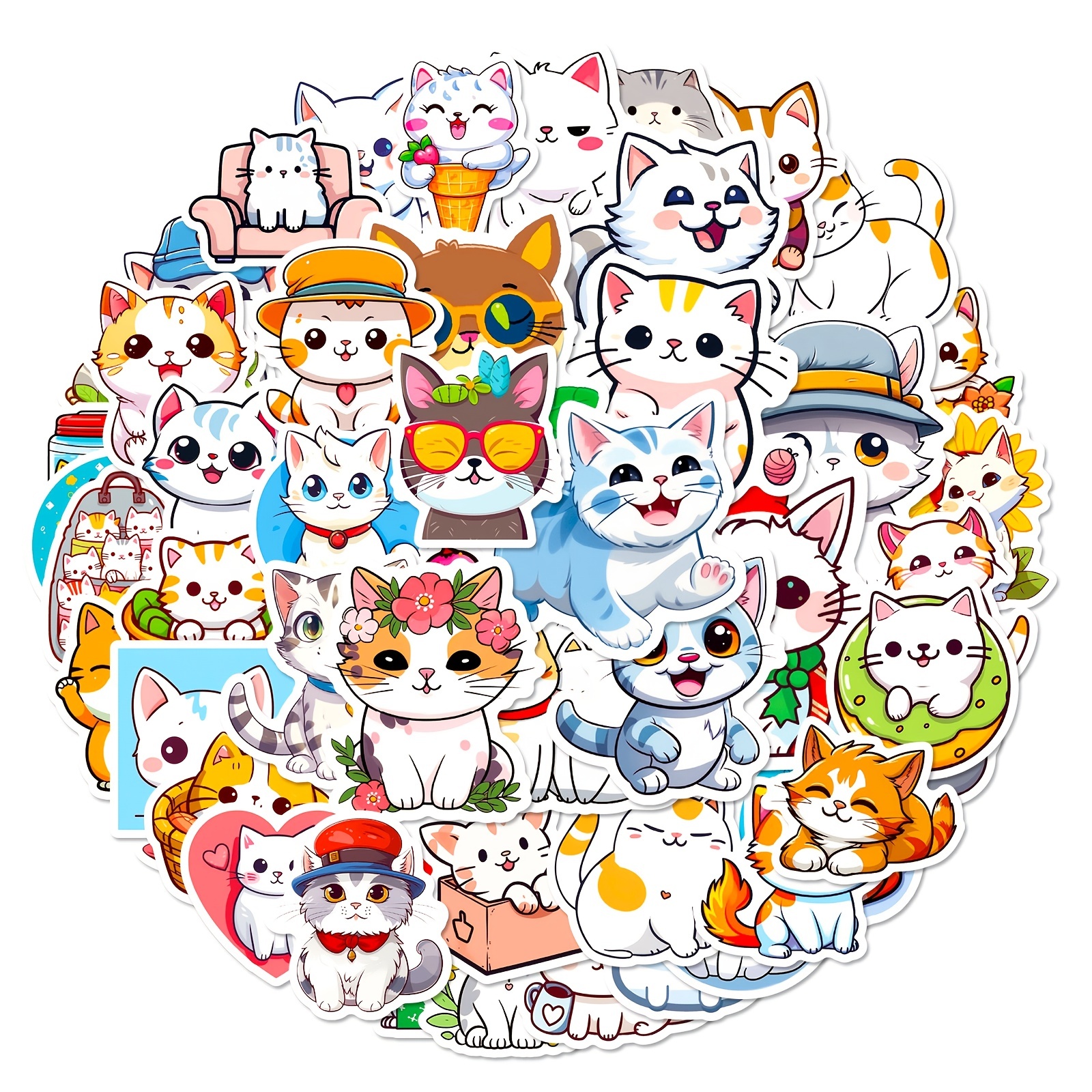 50pcs Pusheen Stickers Cartoon Anime Stickers DIY Phone Case Sticker Laptop  Skin Car Decals Kids Birthday Christmas Gifts Toys