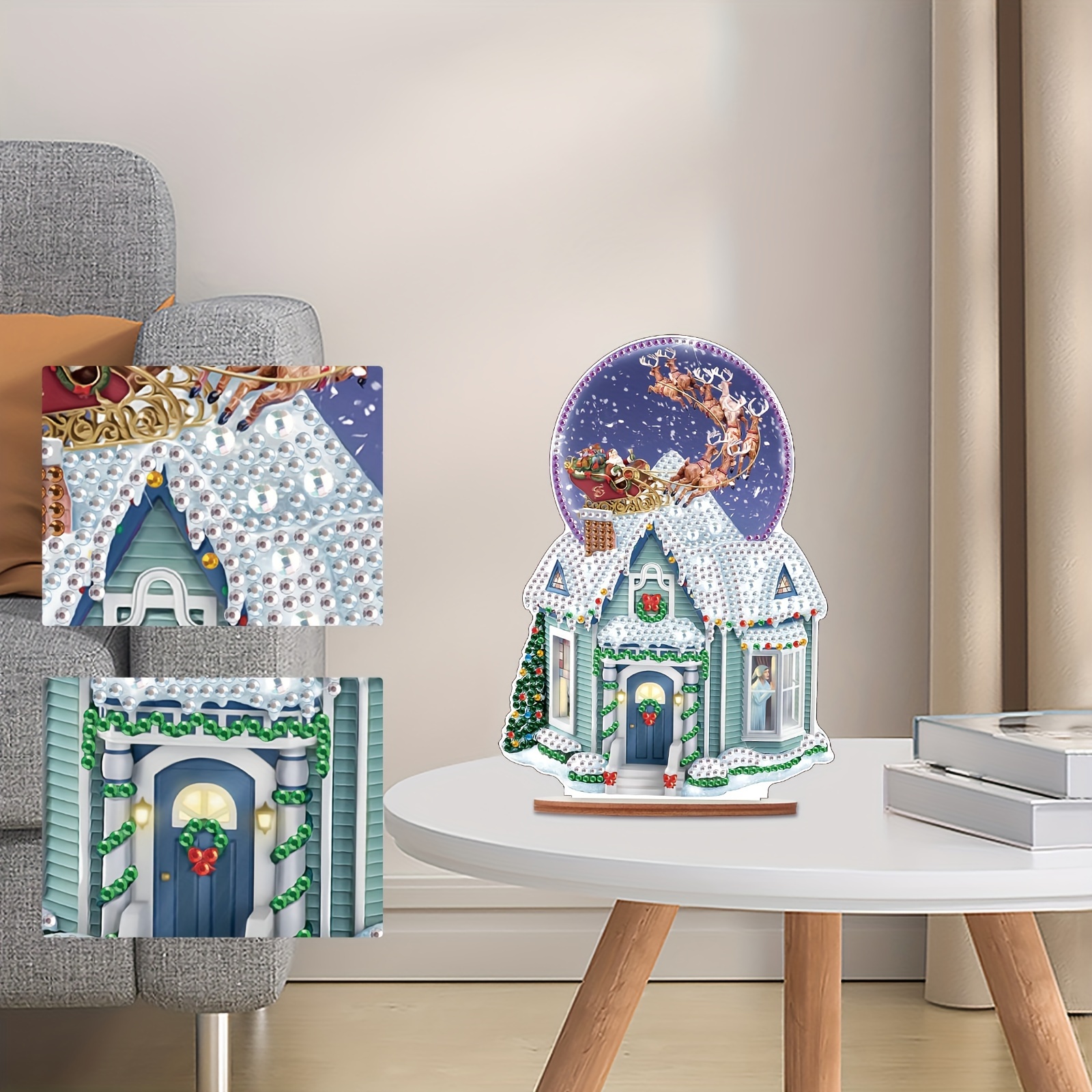 Diamond Painting Christmas House Desktop Ornaments DIY Artificial Diamond  Art Christmas Table Paint By Number Mosaic Arts Crafts Home Living Room Offi