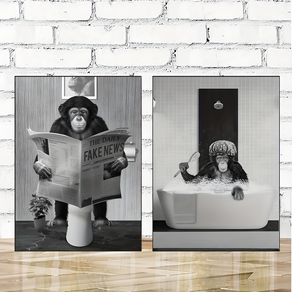 Black and White Funny Monkey Canvas Print