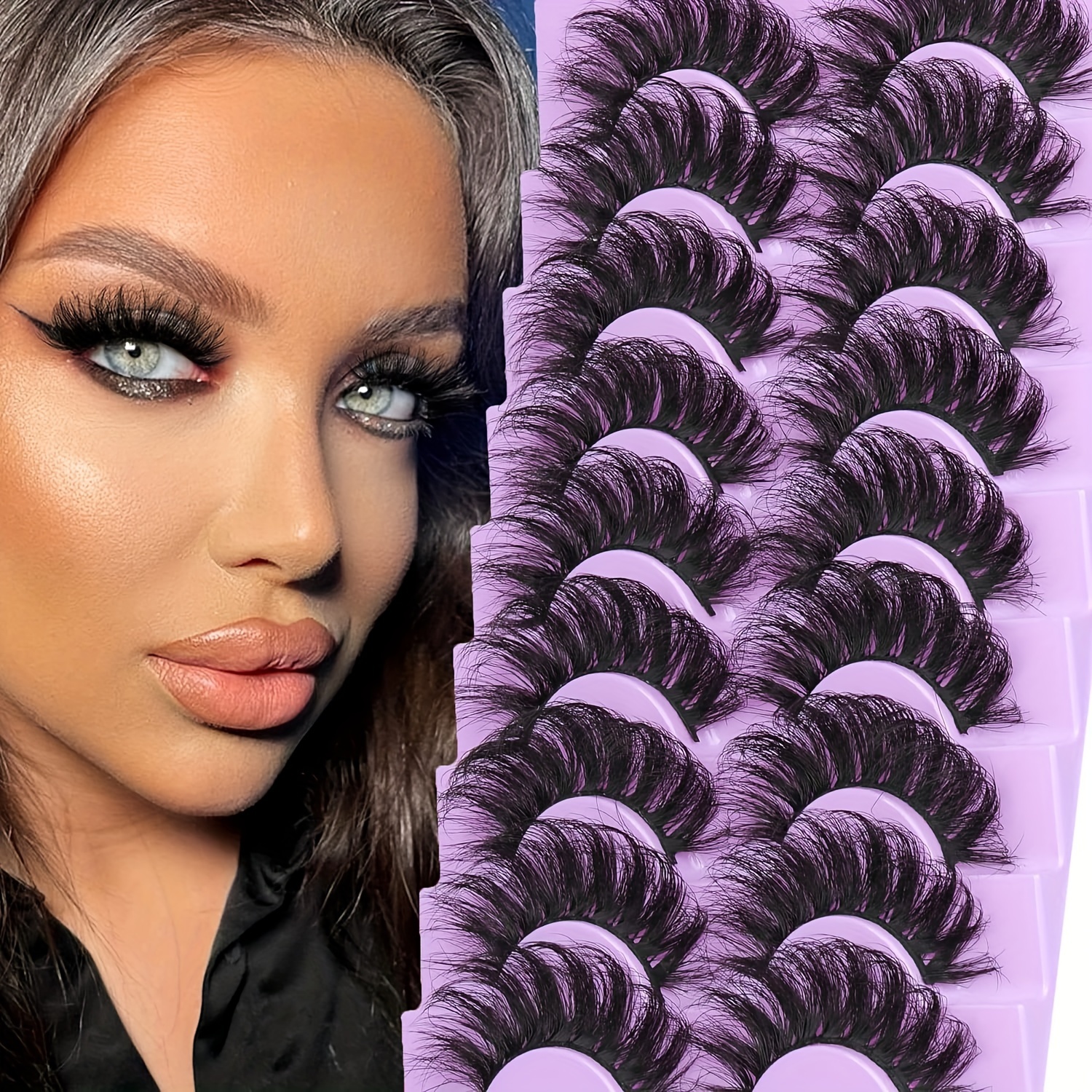 

9 Pairs Of Fluffy Mink False Eyelashes 8d Long Cat Eye Lashes 20mm2 Type Mixed False Eyelashes