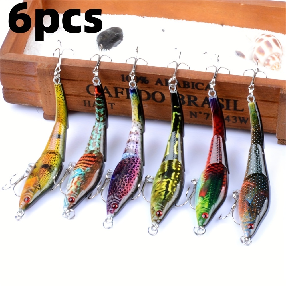 6pcs Multi-Jointed Plastic Minnow Fishing Lure - 9g, 10cm/3.93in - Perfect  for Bass and Pike - Realistic Bionic Hard Bait