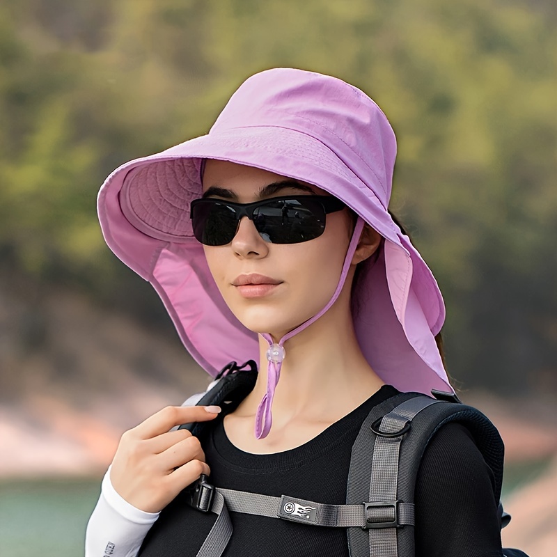 wide brim shawl ponytail bucket hat for women outdoor fishing hiking uv protection bonnet