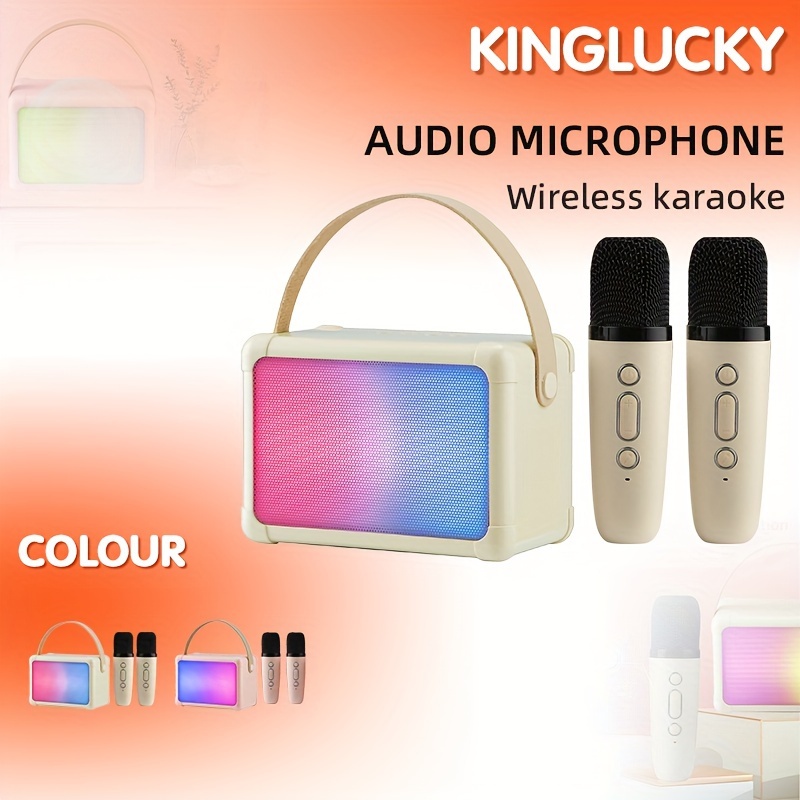 Kinglucky Mini Máquina Karaoke 2 Micrófonos Inalámbricos - Temu Chile