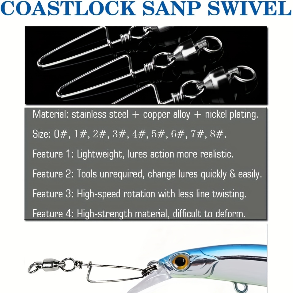 Ball Bearing Swivel with Coast Lock Stainless steel Swivel Snap