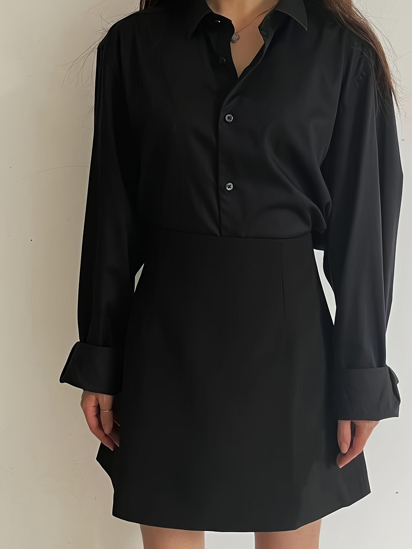 Cremallera Falda Negra Acampanada Falda Acampanada Color Mujer