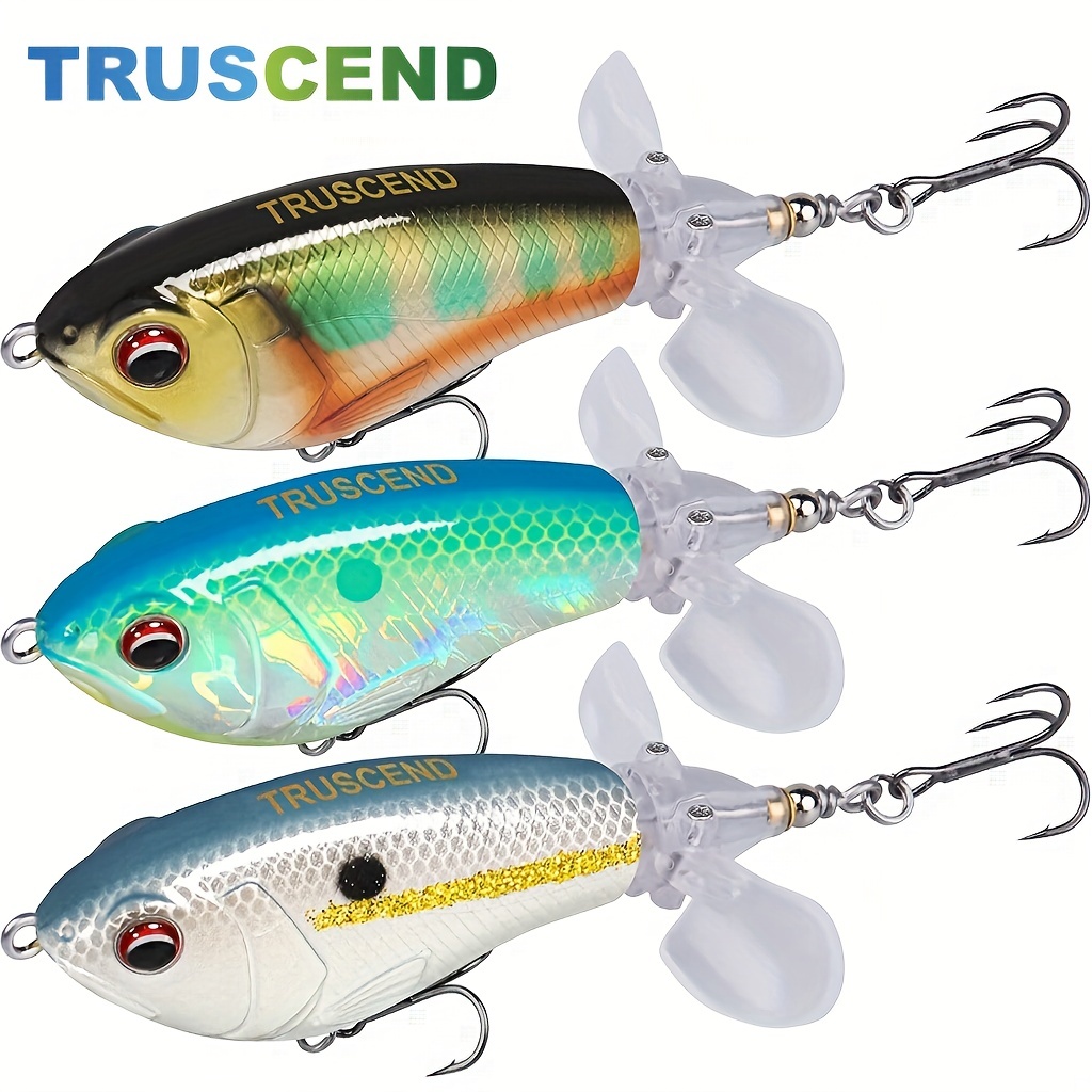 TRUSCEND Topwater Fishing Lures with BKK Hooks - Perfect for Bass, Catfish,  Pike, and Perch - Propeller Tail and Pencil Floating Design for Freshwater
