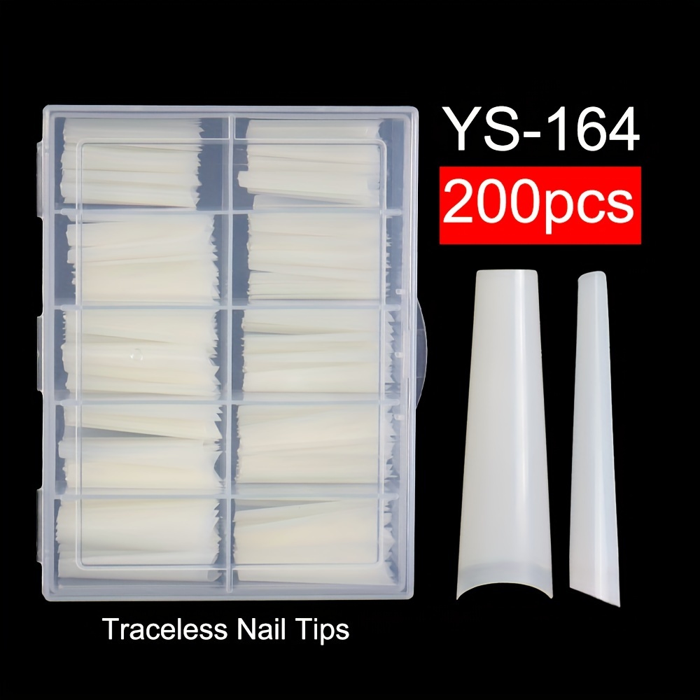 TEMU 200/500pcs XXL Curva C No Curva Largo Extra Transparente Uñas Postizas de Salón Medio Cubierta Uñas Artificiales Falsas