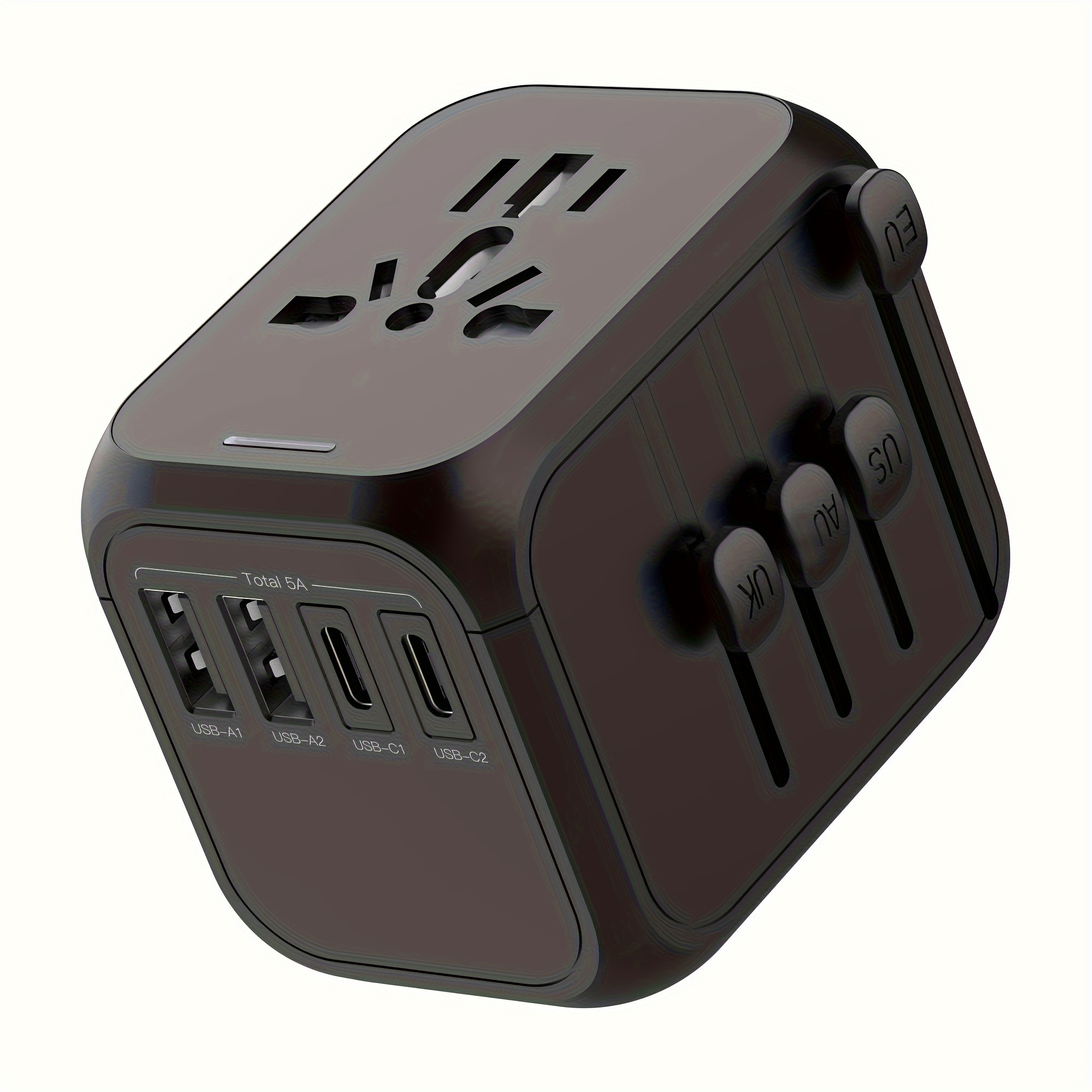 Adaptador de enchufe de EE. UU. a Reino Unido, 2 unidades, convertidor de  viaje tipo G con 4 tomacorrientes, 3 cargadores USB (1 puerto USB C)