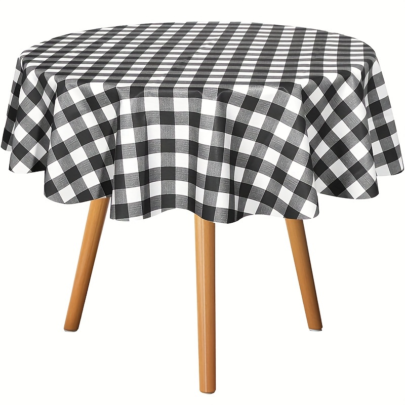  YXYJ Mantel impermeable de PVC de mesa redonda simple patrón de  cuadros de plástico mantel de hule para decoración del hogar Manteles  Toalha de Mesa (color: cuadros negros, especificación: 31.5 x