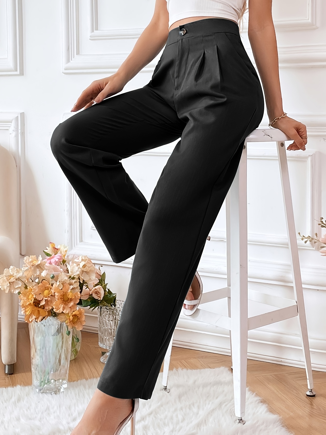 Pantalons | Pantalon Taille Haute À Zip Et Ceinture Noir | La Modeuse Femme  ⋆ Elijah Frederick
