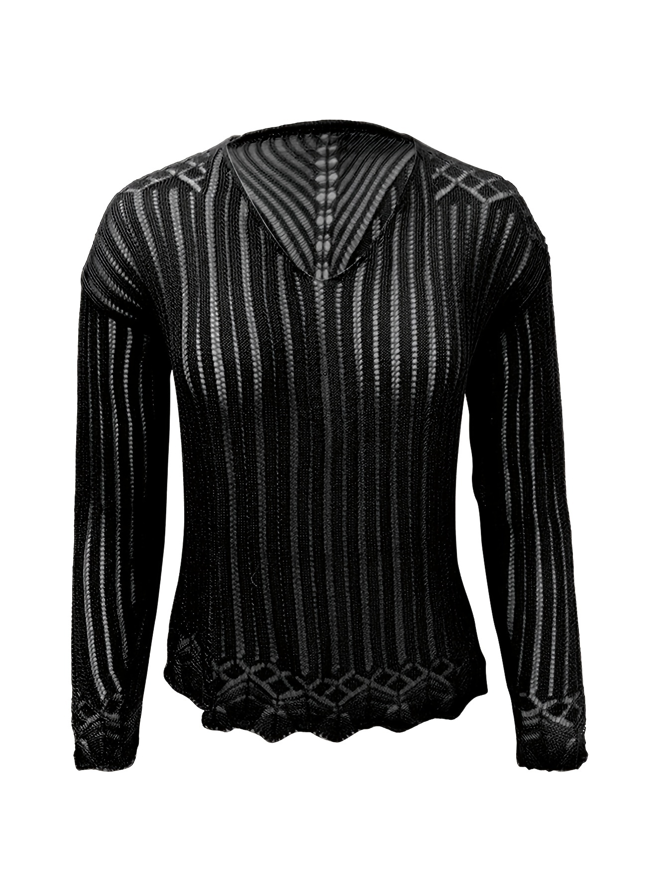 V Neck Hollow Beach Shirt Solid Long Sleeves Crochet Top Women's Swimwear