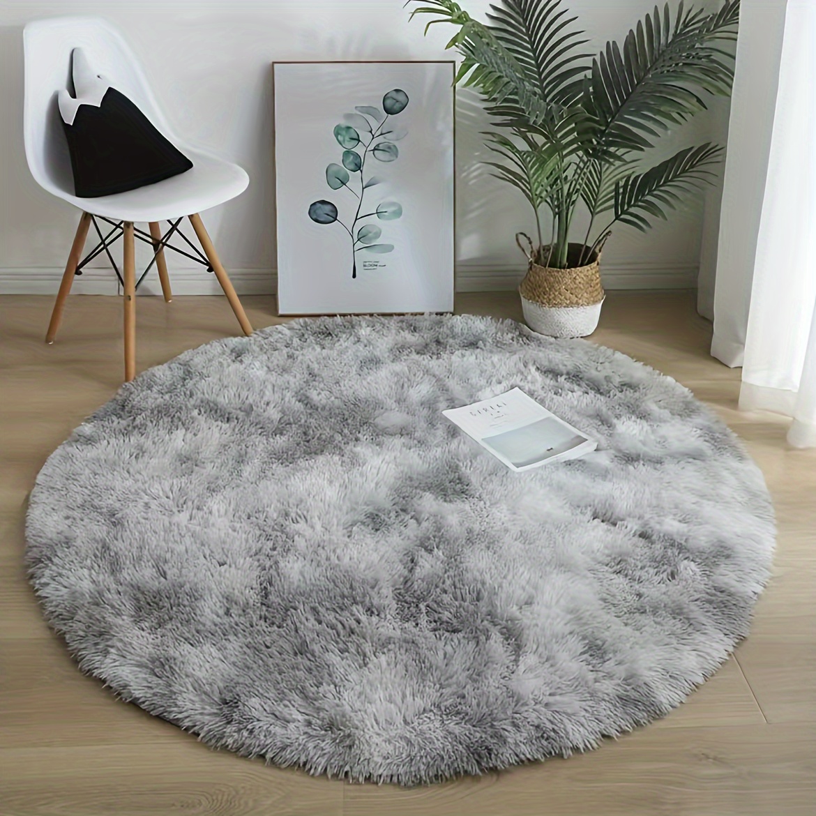 Fluffy Round Rug for Bedroom, Soft Circle Area Rug for Kids Room, Shag  Plush Circular Rugs for Dorm Home Decor, Gray