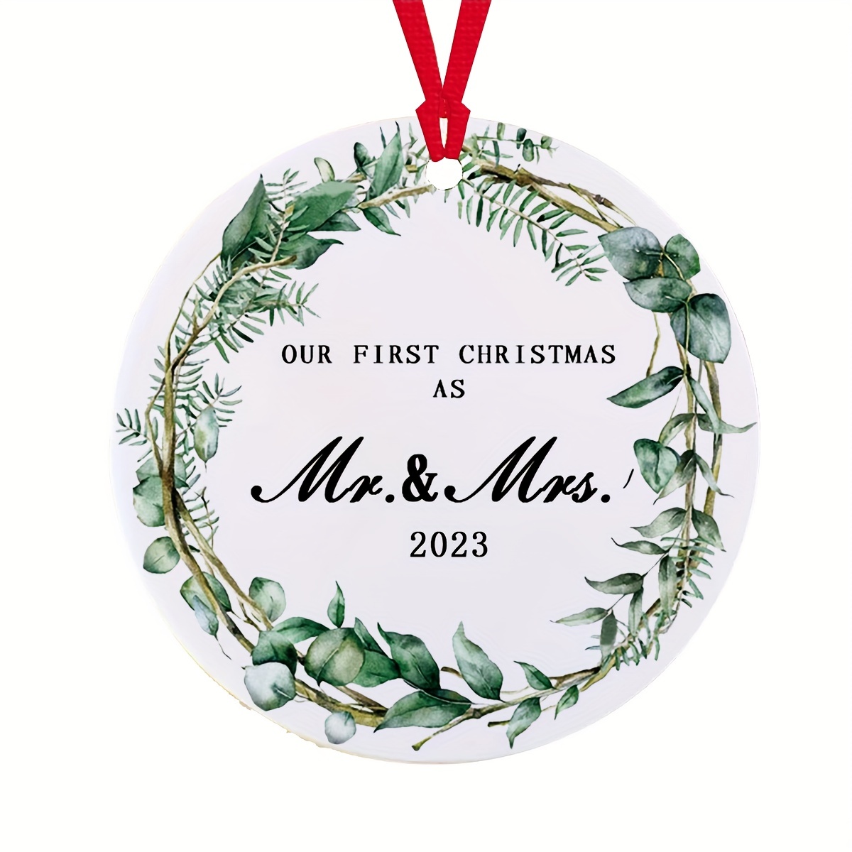 First Christmas Married Ornament 2023, Our First Christmas as Mr and Mrs  Gifts, Just Married Gifts, 2.9 Ceramic Newlyweds Christmas Ornament 2023