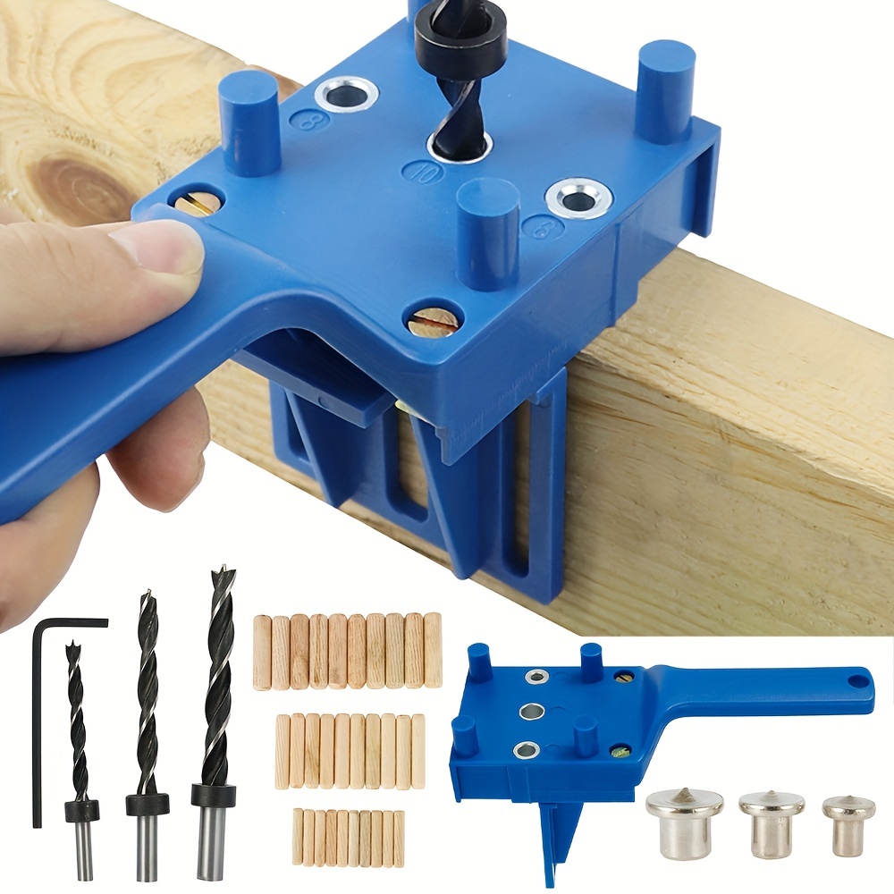 46Pcs Guide de perçage Kit - Kit de gabarit de perçage pour guide de perçage  en bois Outil de positionnement de menuiserie pour le bois avec coupe-trou  et 2 foret avec bouchon (