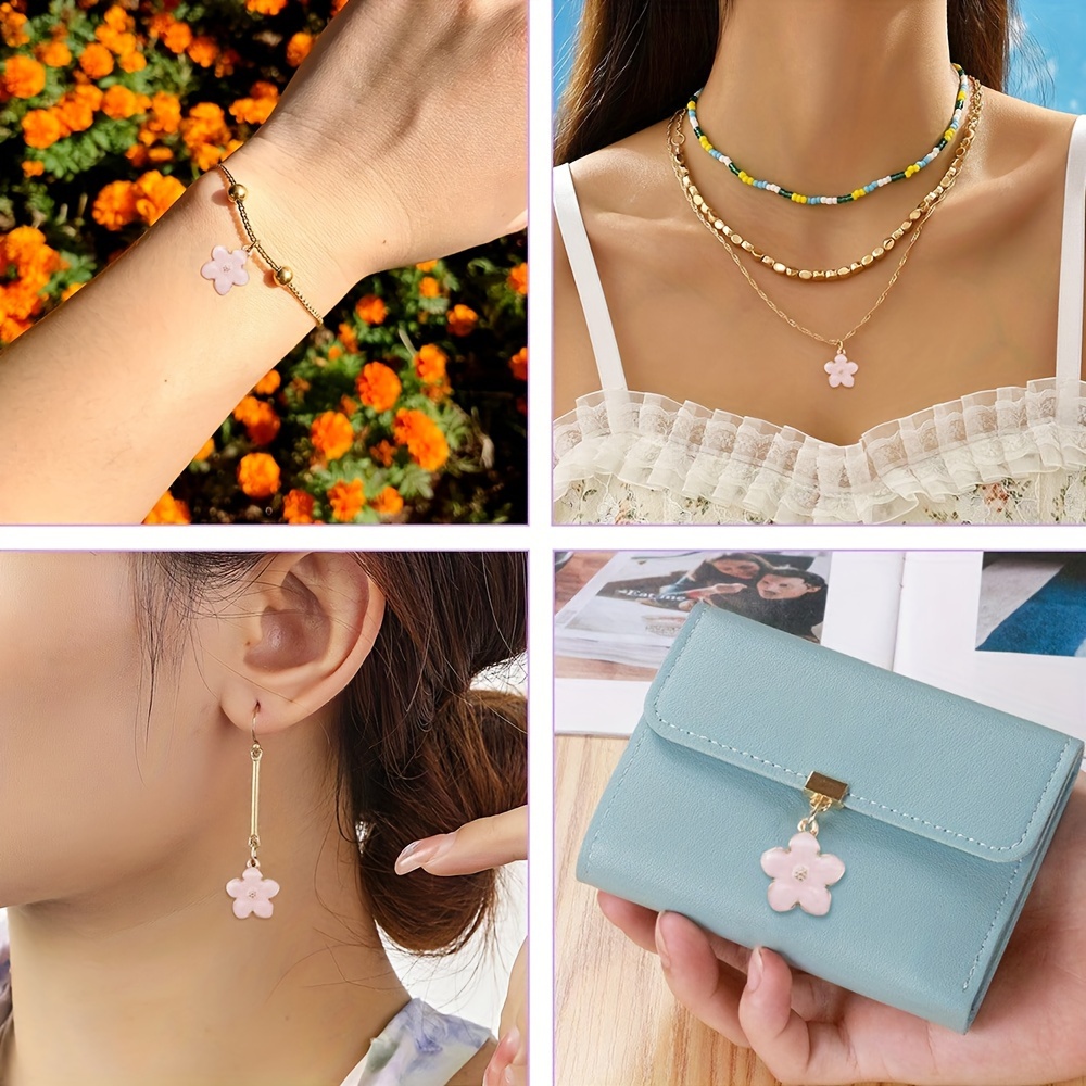 6/12/36/100pcs Random Color Cute Alloy Cherry Blossom Charms for DIY