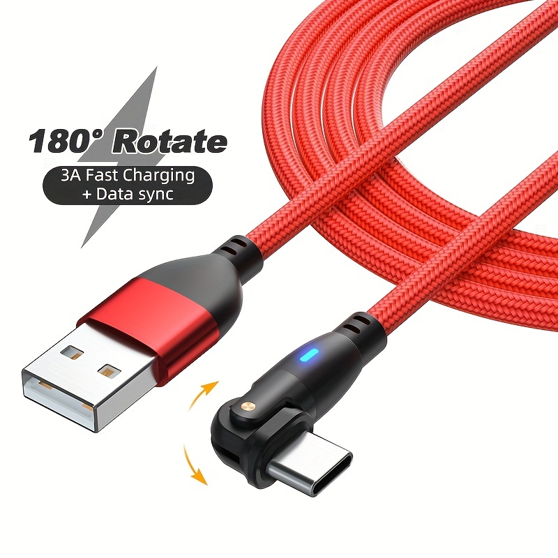 

Unique 180 Degree Rotating Design A To Usb C Cable Fast Charging Phone Android Power Cord 180° Cable Usb C Data For Galaxy S23 Ultra S23 + S23, S22 Series, Black & Red