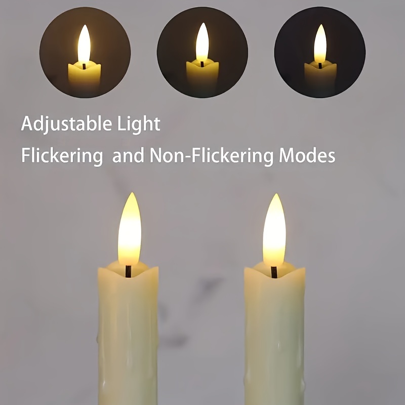  Velas LED sin llama, juego velas de cristal Glod con pilares  reales de cera parpadeante con efecto de mecha en movimiento operado a  batería, con temporizador de ciclos a control remoto