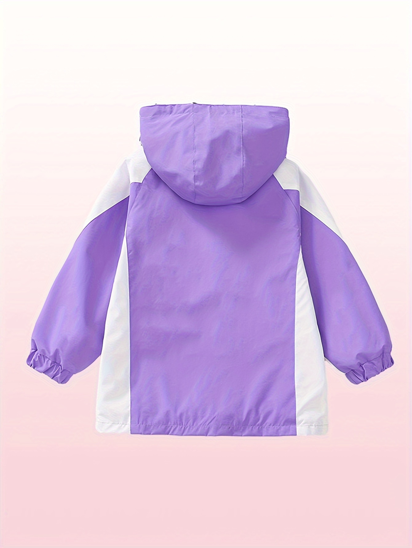 Girls Trendy Windbreaker Contrasting Color Hooded Woven - Temu