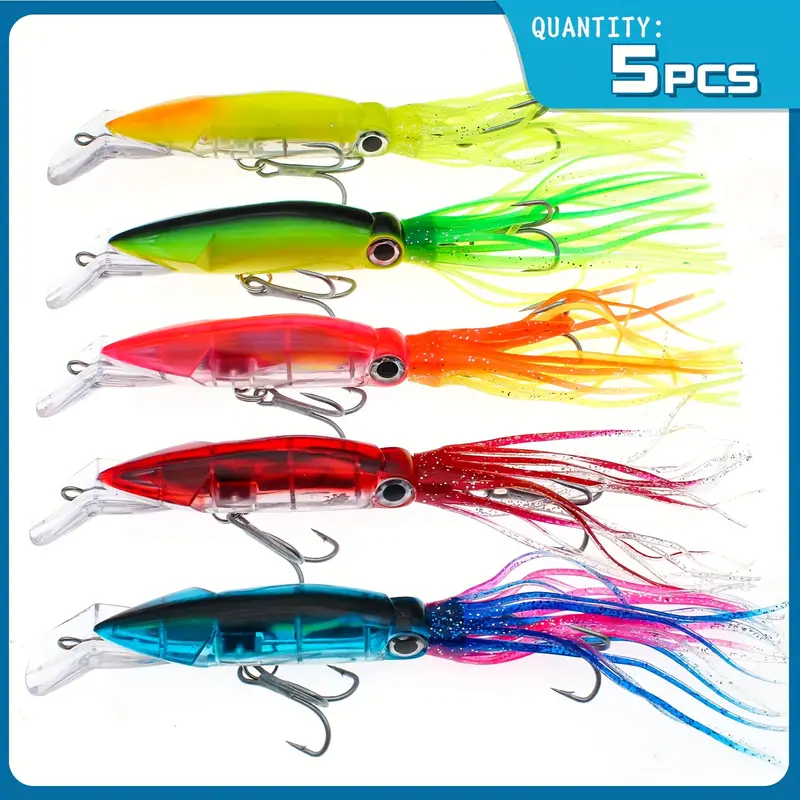 5pcs Squid Swimbait, Squid Skirt Fishing Lure, Octopus Fishing Jig, Bionic  Soft Lures For Trout Bass Fishing (Random Colors)