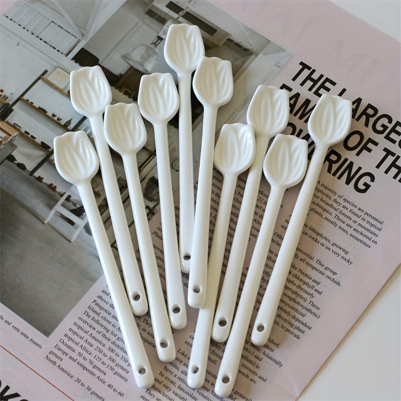 Kawaii Star Ceramic Spoon Cute Ice Cream Dessert Soup Korean Spoon With  Long Handle Kitchen Tableware Accessories For Girl Kids