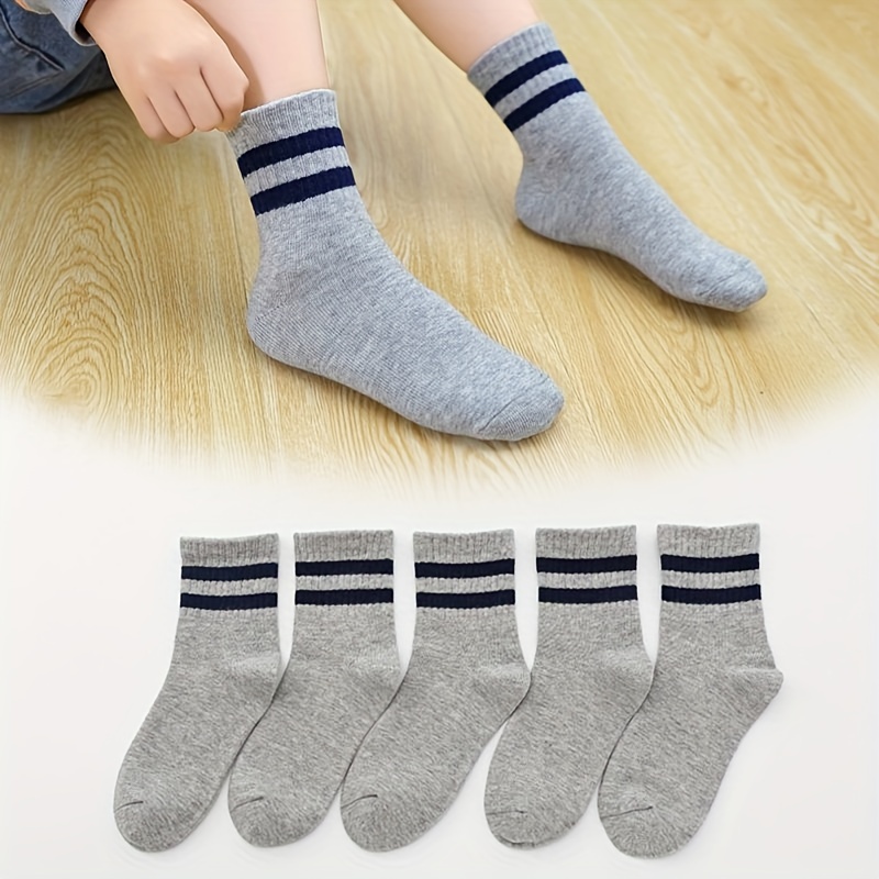 5 Pairs of Socks, New Spring And Summer Style for Boys, Suitable for Older Kids, Mid-Calf Sports Socks for Spring And Autumn.