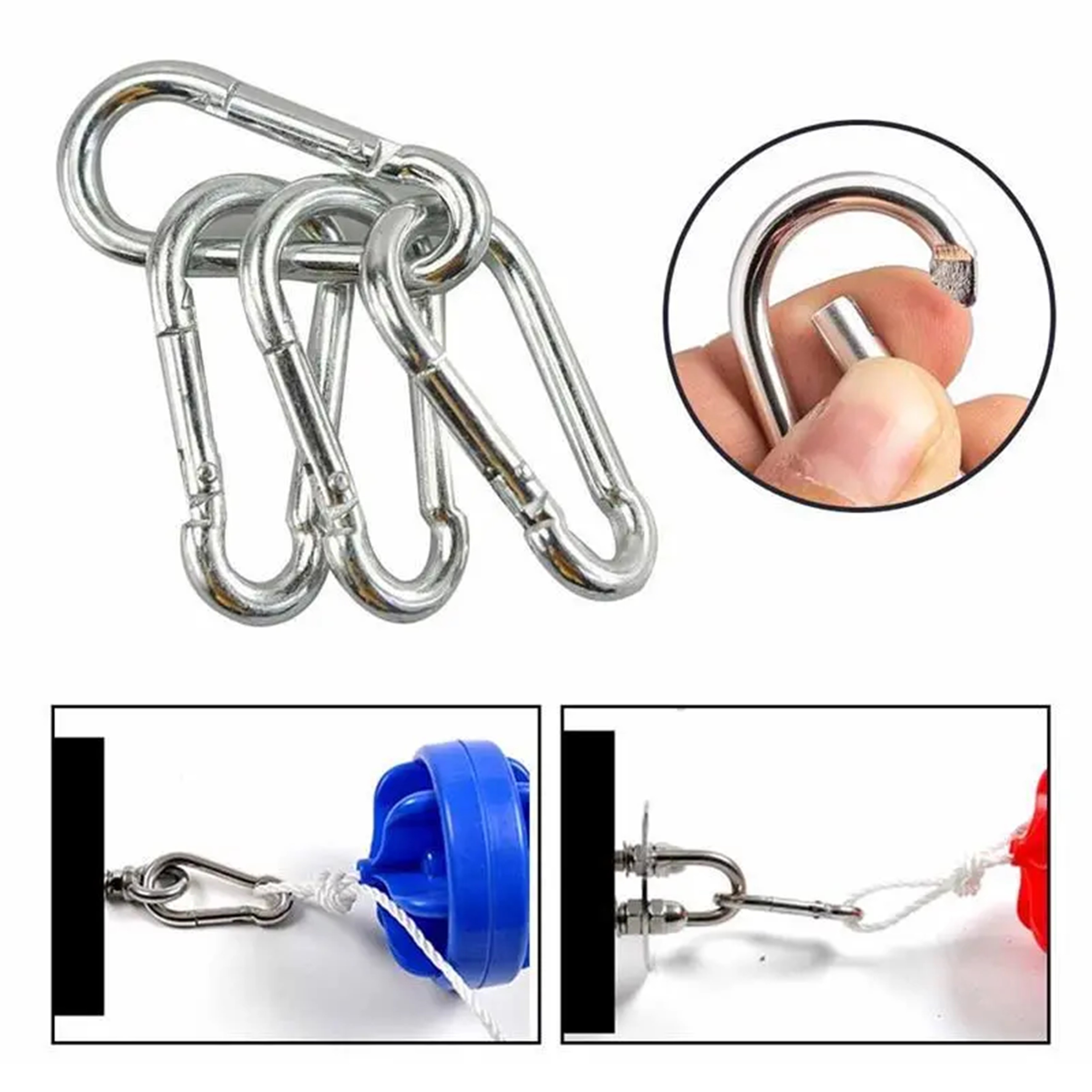 MagiDeal Silver 304 Stainless Steel Spring Snap Link Heavy Duty Spring Snap  Hook Carabiner Clip Keychain Various Sizes - AliExpress