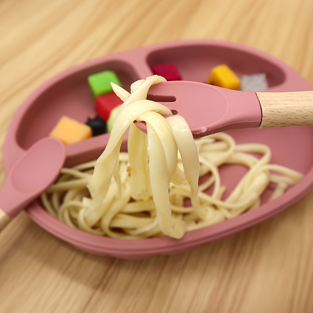 Food Grade Silicone Pasta Fork With Wooden Handle Perfect - Temu