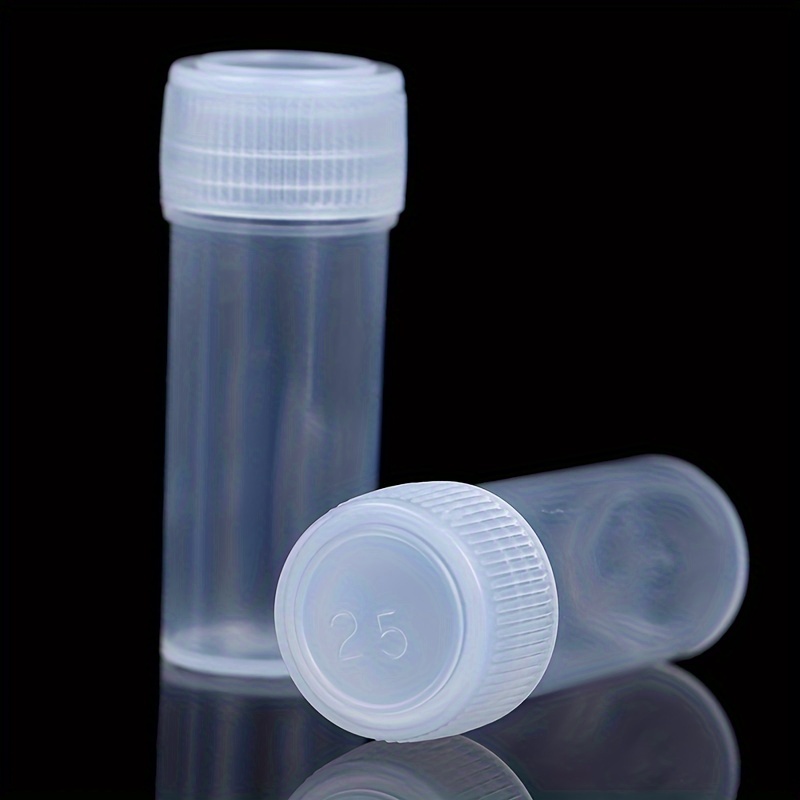 20pcs 5ml/0.17oz Plastic Sample Bottles, Mini Small Tube, Transparent Pill  Storage Containers, Compact Tablet Storage Box, Outdoor Travel Supplies, Me