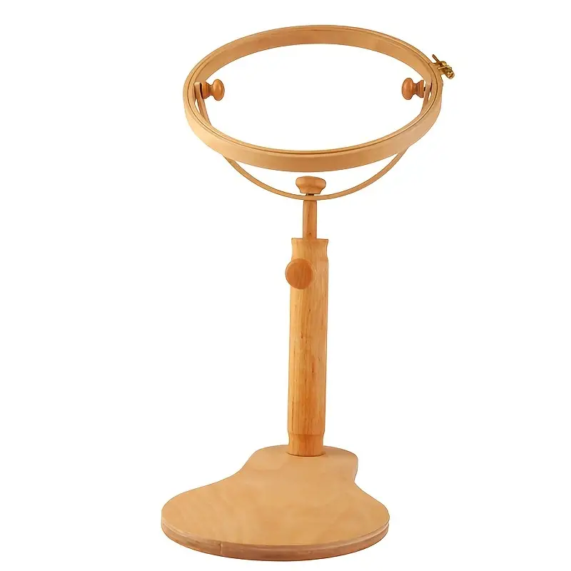 Embroidery Stand with 8'' Hoop, Adjustable Embroidery Hoop Stand Beech Wood  Rotated Embroidery Hoop Holder for Cross Stitch and Embroidery Project