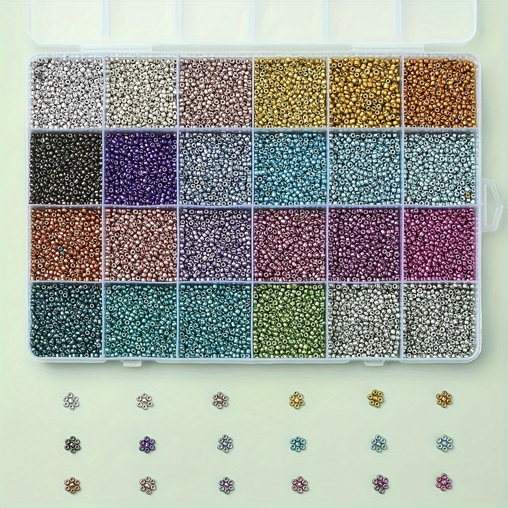 

1box About 312g/11.01oz 24 Grids Colored Glass Rice-like Beads For Diy Bracelet Necklace Making