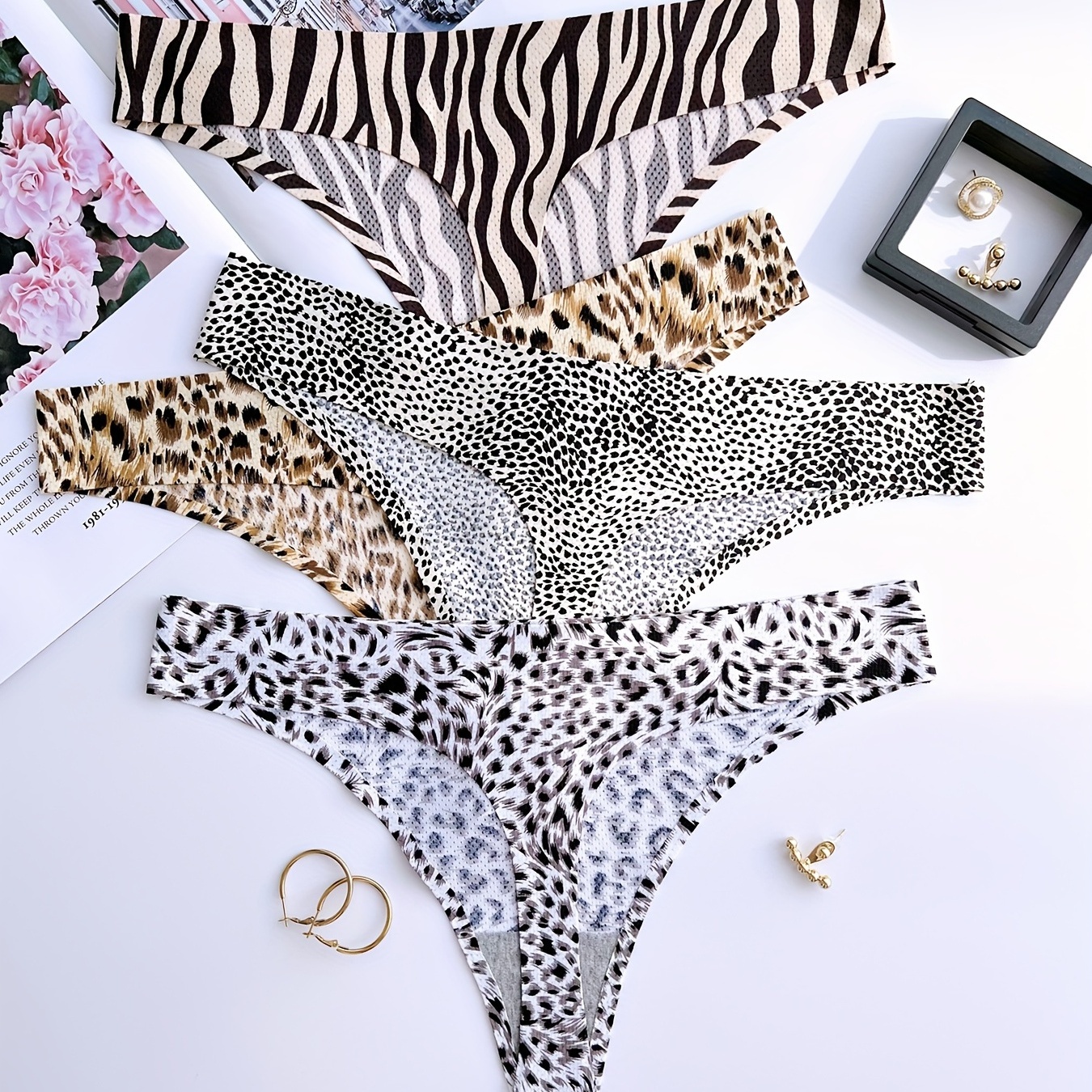 Leopard Print Thongs Sexy Low Waist High Stretch Panties - Temu Italy