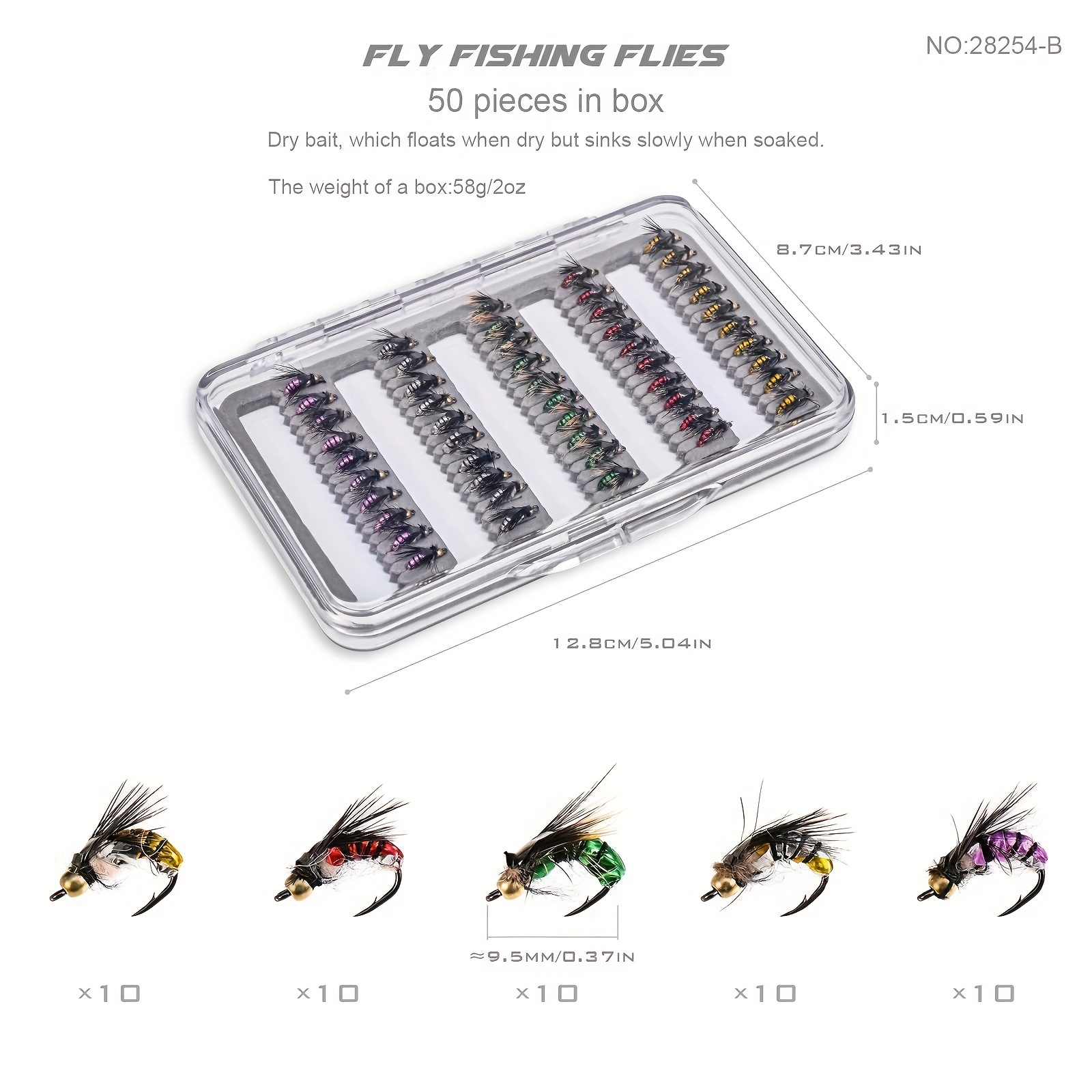 Leo 5-color Small Fly Bait Hooks, Artificial Dry Wet Bionic Flies