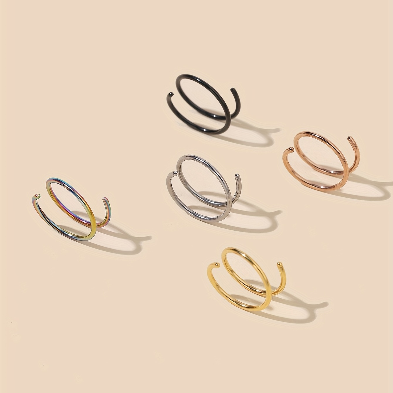 5pcs Double Twisted Nose Ring Set