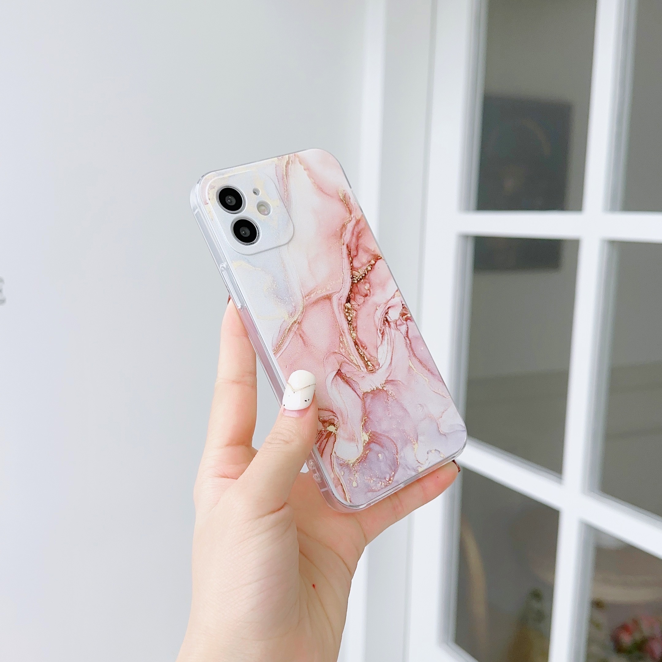 Transparent Tpu Marble Print Phone Case Temu