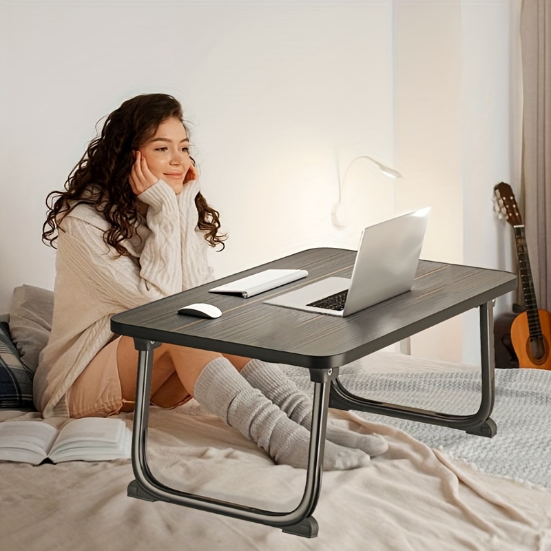 Mesa de cama plegable para laptop, bandeja multifunción para servir con  cajón de almacenamiento y soporte para botella de agua, ranura para comer