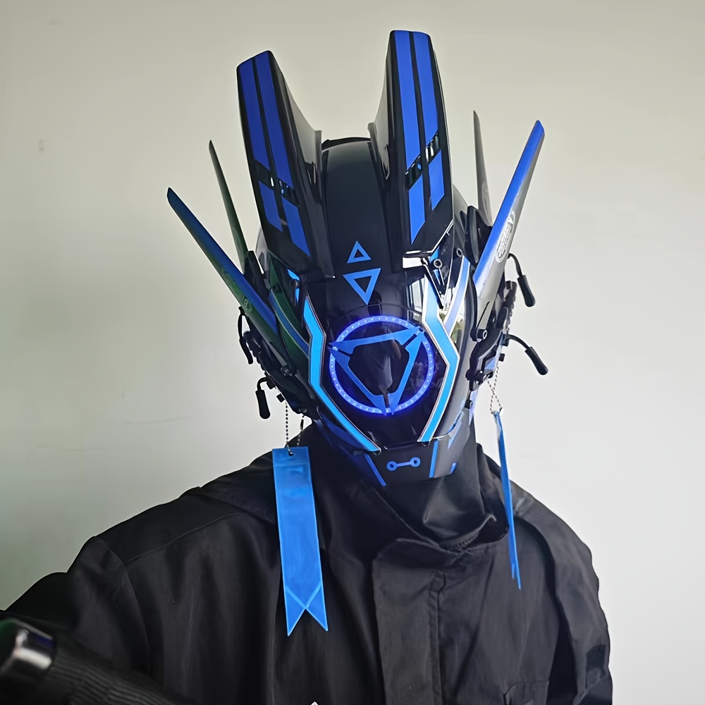 LED Luminous Cyberpunk Mask Halloween Cosplay Masquerade Party Mask sci-fi Mechanical Mask,Temu