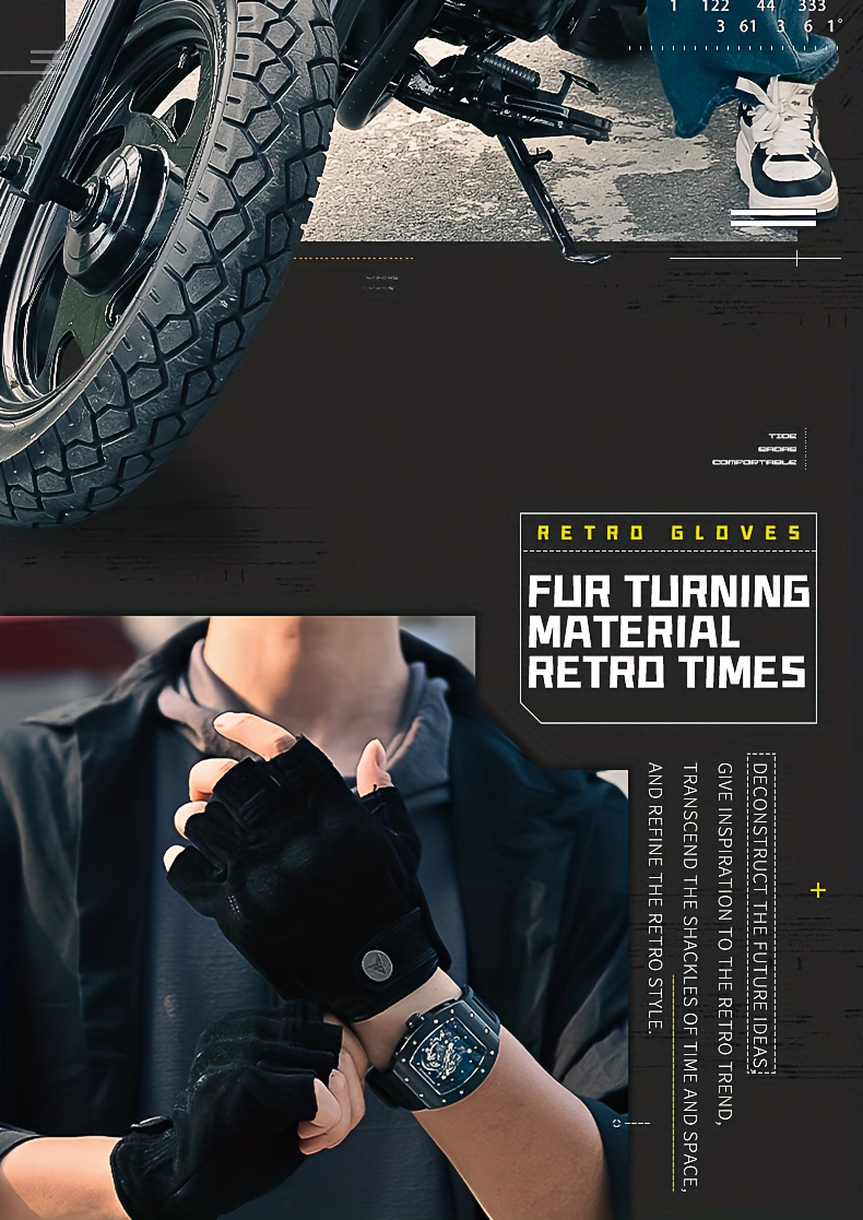 Half Finger Motorcycle Gloves Leather Guantes Moto Verano Estivi Luvas  Ciclismo Gant Cycling Fingerless Gloves Tactical