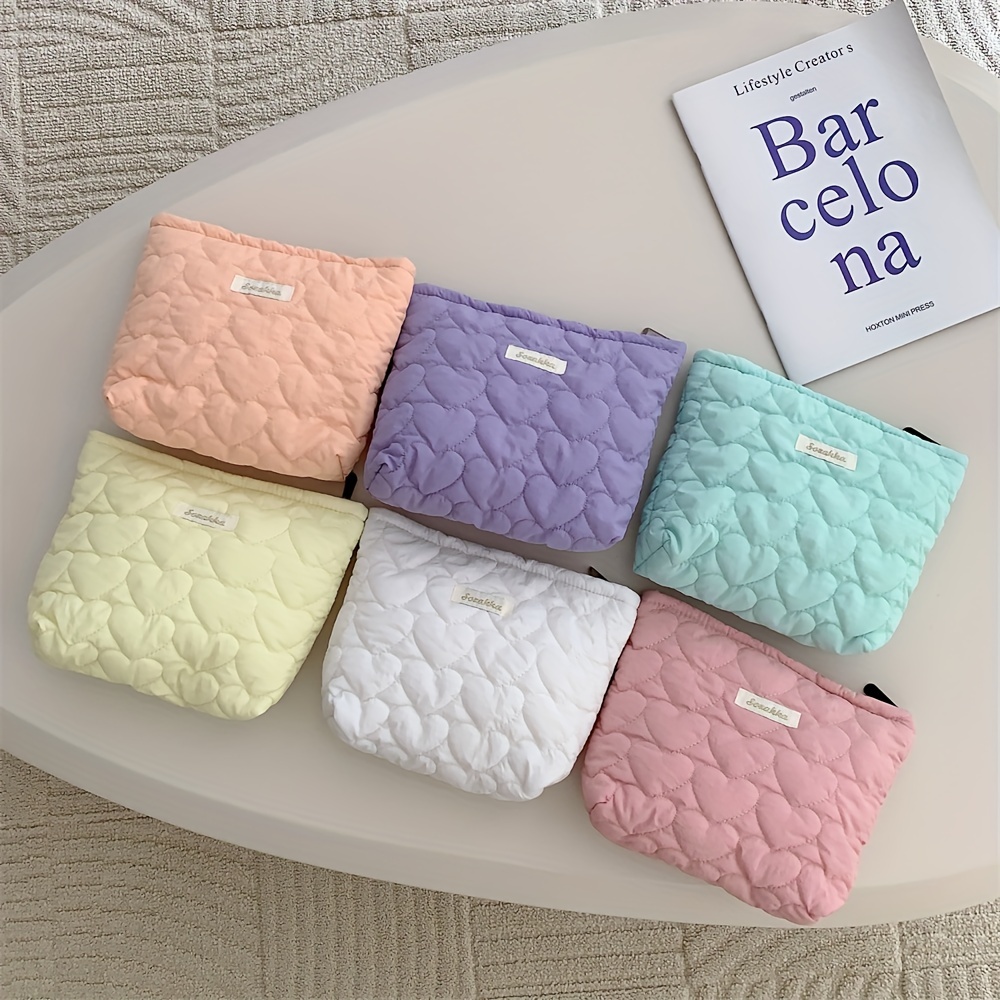 Cotton Quilted Makeup Bag Large Travel Coquette Makeup Bag - Temu