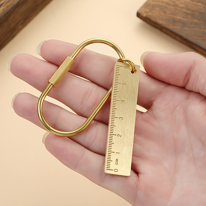 Brass Keychain With Lock D Key Chain For Men Golden Color Camping