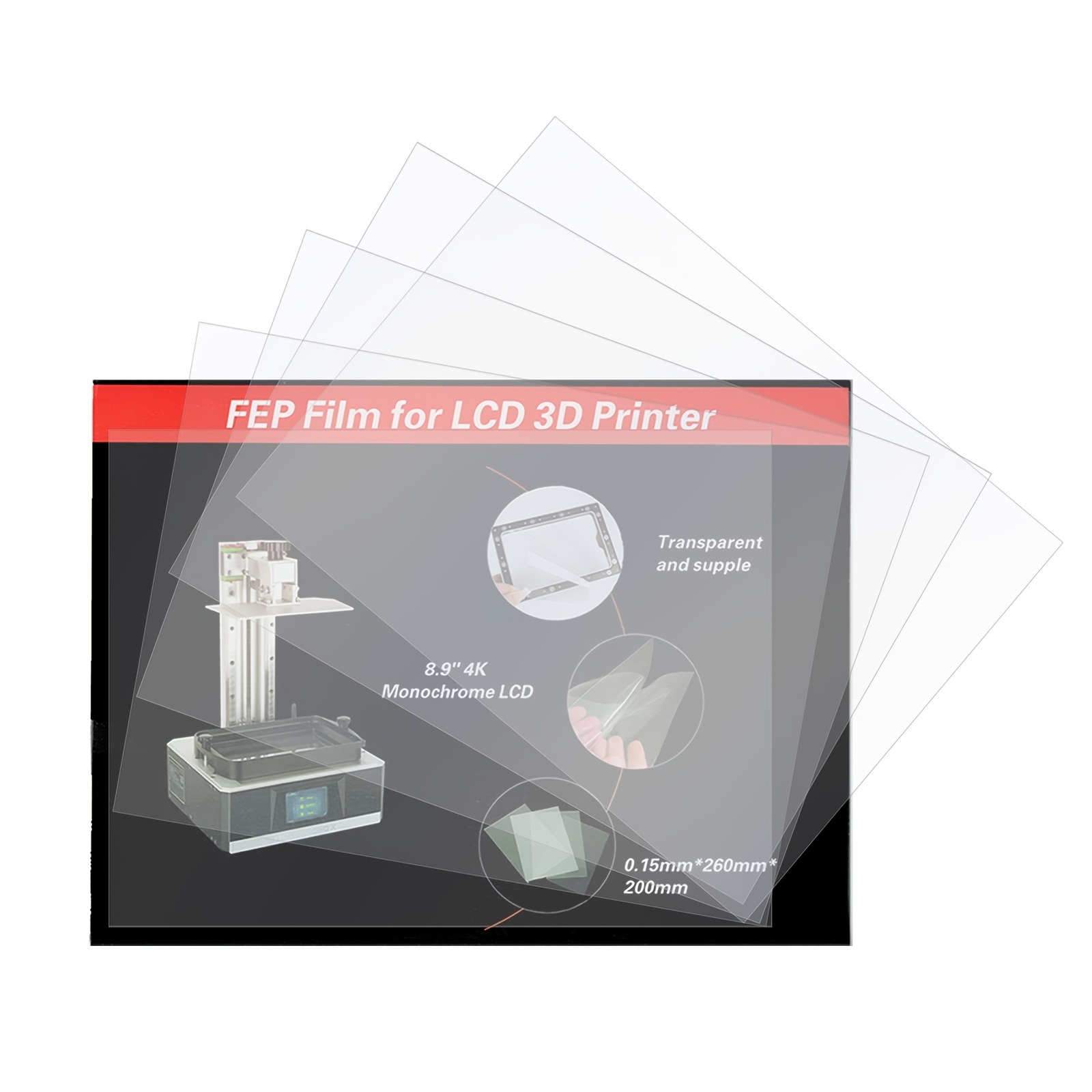 5pcs 8 9 inch 3D Printer FEP Release Film 200 260 0 15mm