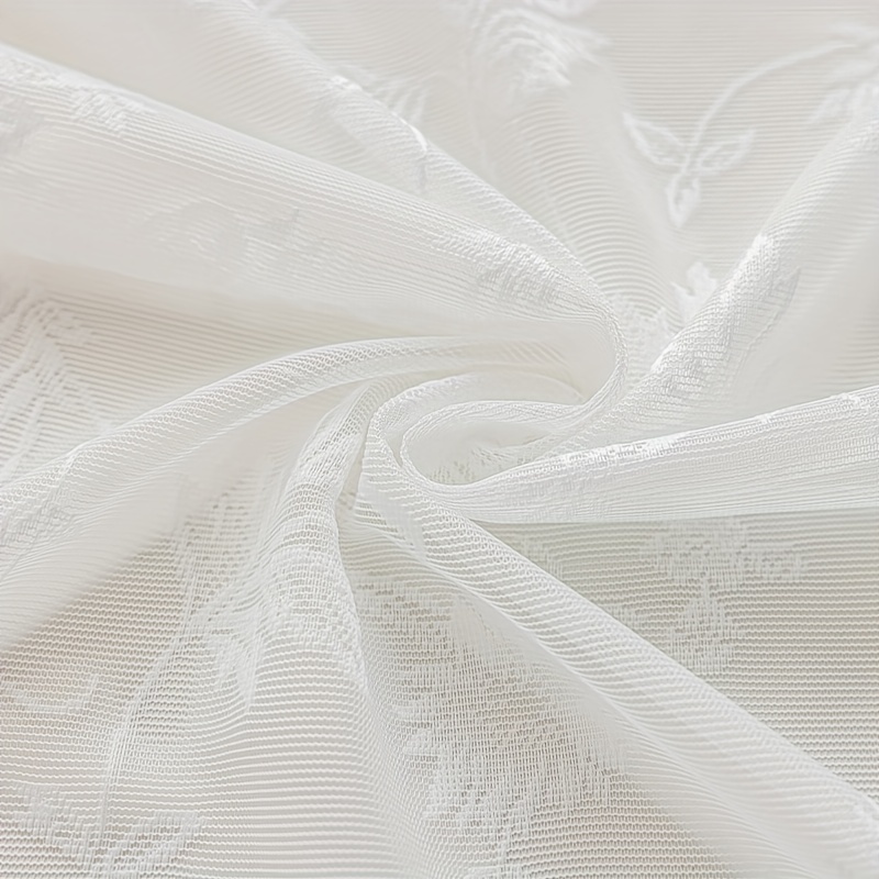 Jacquard Sheer Curtain Floral Pattern Kitchen Valance Short Curtain