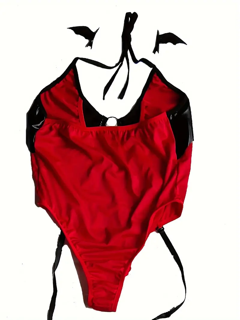 Disfraz De Cosplay De Naughty Devil, Body Con Tiras Y Diseño De Bloques De  Colores, Lencería Y Ropa Interior Sexy Para Mujer