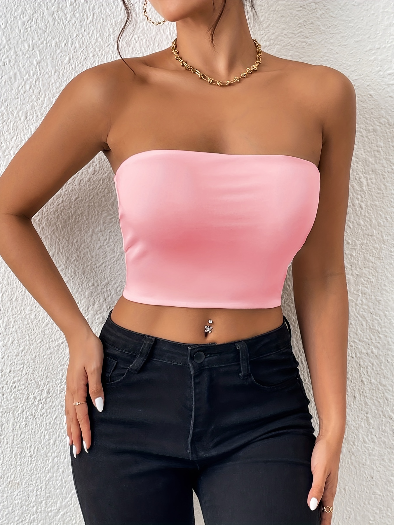 Basic Solid Tube Top Sexy Crop Sleeveless Stretchy Top - Temu Canada