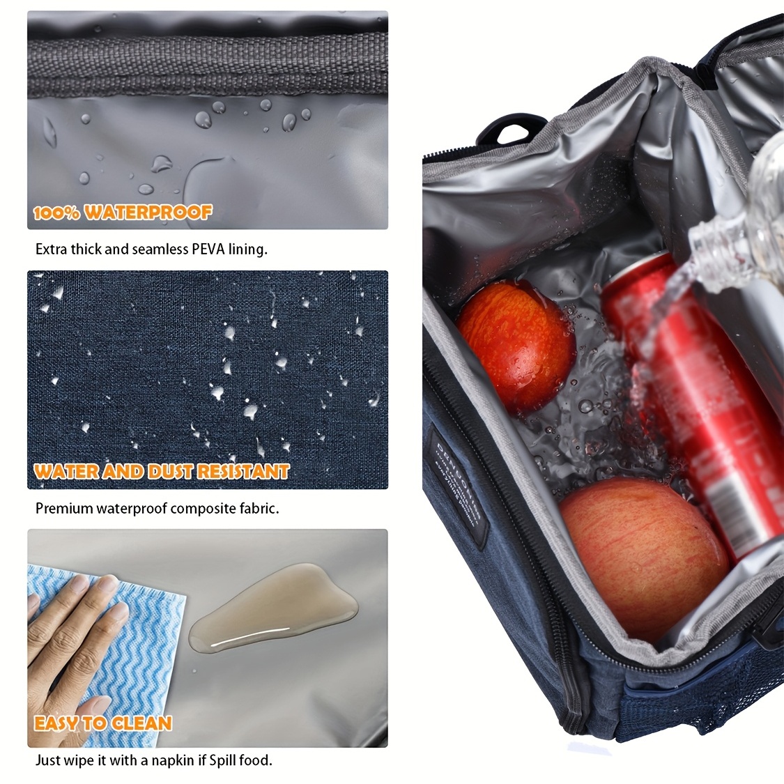 For 6-8 Hours Leakproof Insulated Thermal Cooler Bag,Lunch Bag