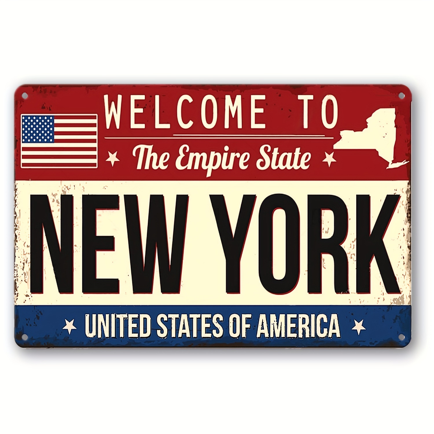 

1pc, Welcome To New York Vintage Metal Tin Sign, Vintage Plaque Decor, Hanging Plaque, Wall/room/home/restaurant/bar/cafe/door/courtyard/garage Decor